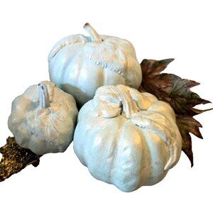 Set of 3 Aqua Faux Pumpkins Lightweight Fall Decor Handmade